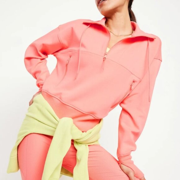 Old Navy Active - Dynamic Fleece Half Zip Sweatshirt | Size Small | Peach Nectar - Picture 1 of 10